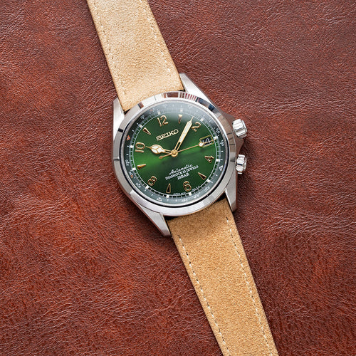 18mm 20mm 22mm Quick Release Tapered Suede Leather Watch Strap - Khaki Tan