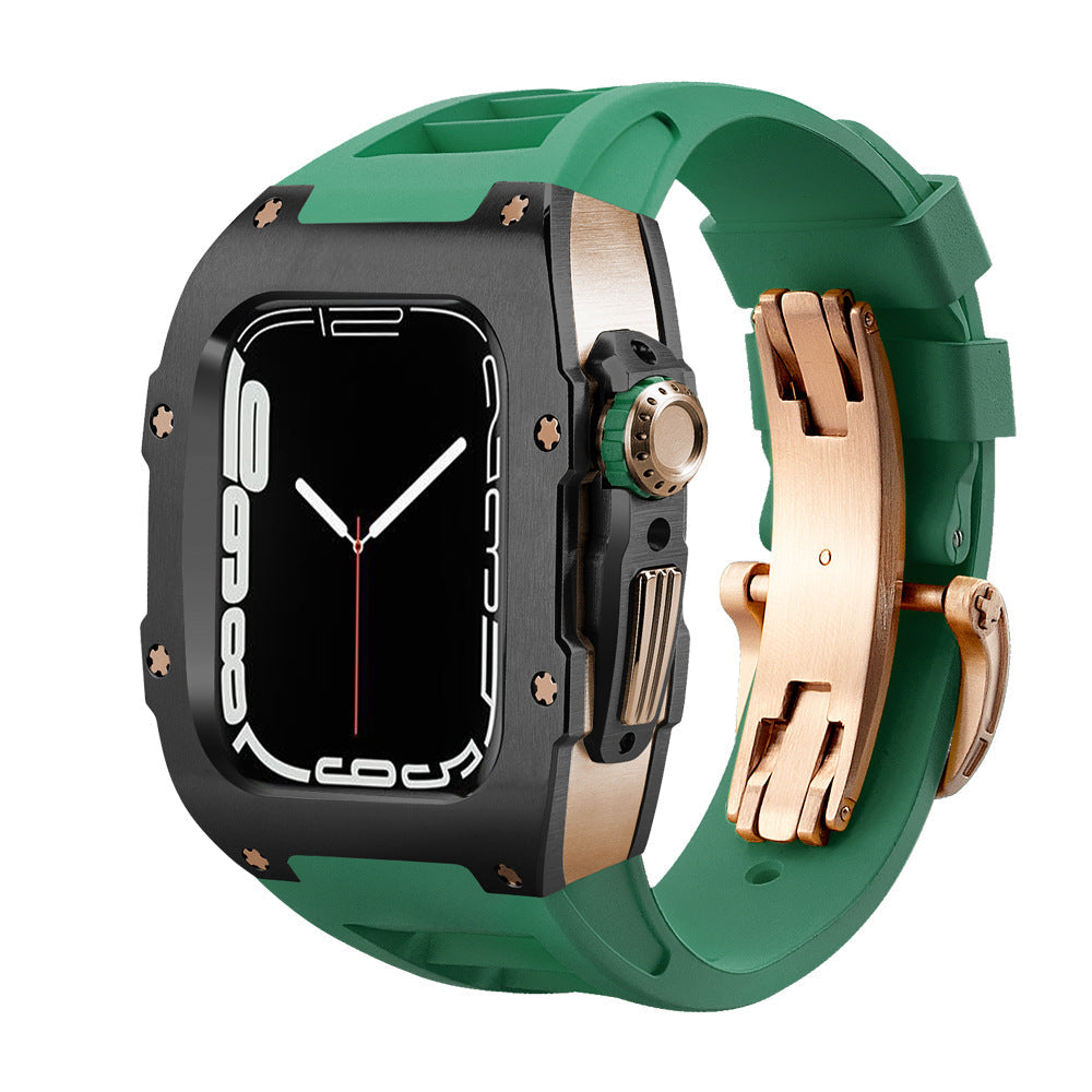 RM Series Fluororubber Band Stainless Steel Case Retrofit Kit For Apple Watch